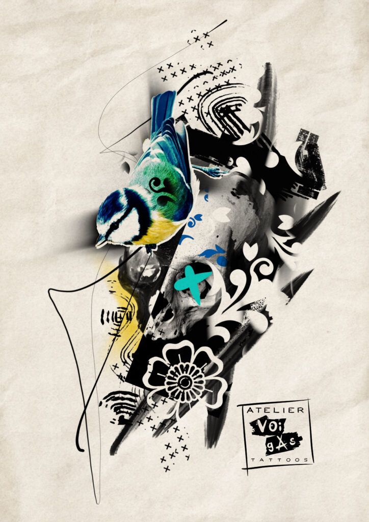 Tattoo: Realismus, Abstraktes, Filmmotive, Tiermotive, Farbtattoo, Black and Gray, Cover-up, Collage Stil